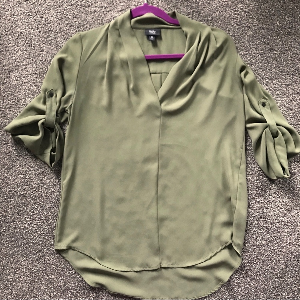 Olive green rolled sleeve top from Mossimo - S